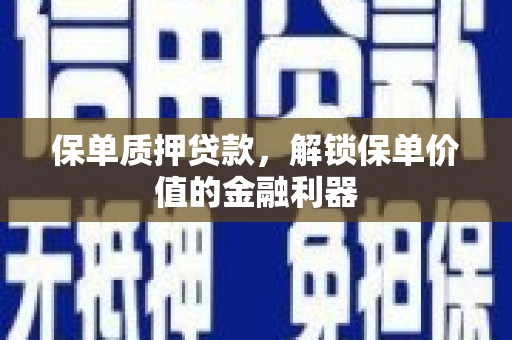 务川保单质押贷款，解锁保单价值的金融利器