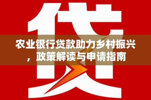 合肥农业银行贷款助力乡村振兴，政策解读与申请指南